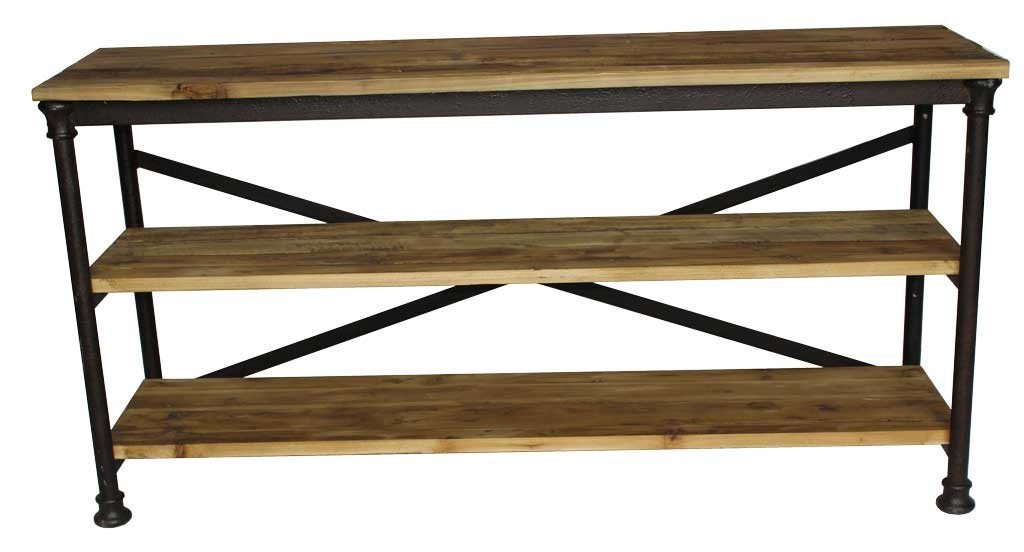 Petit meuble télé industriel en bois massif 120cm LOUISE - 3115