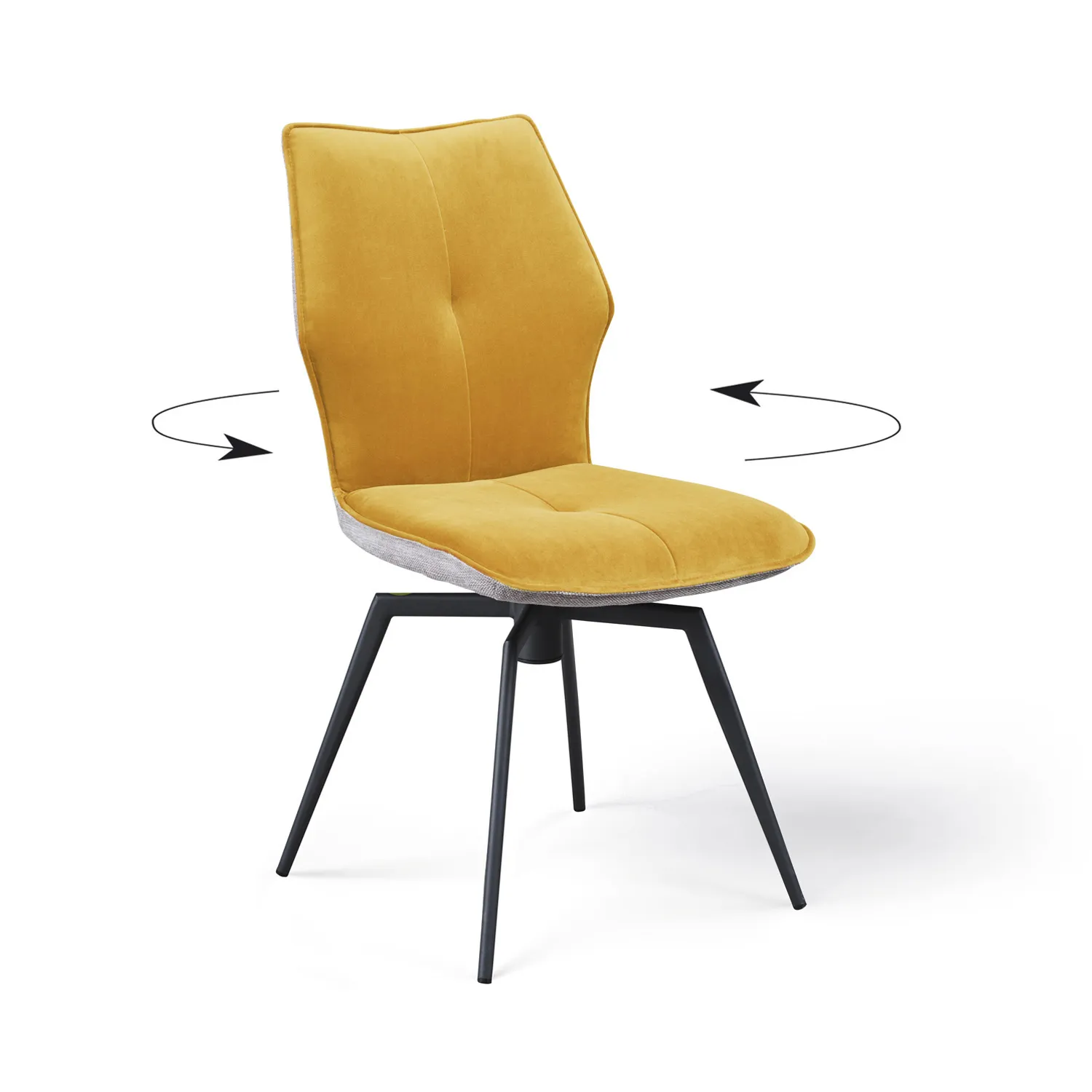 Chaise pivotante velours jaune et tissu moderne PALOMA