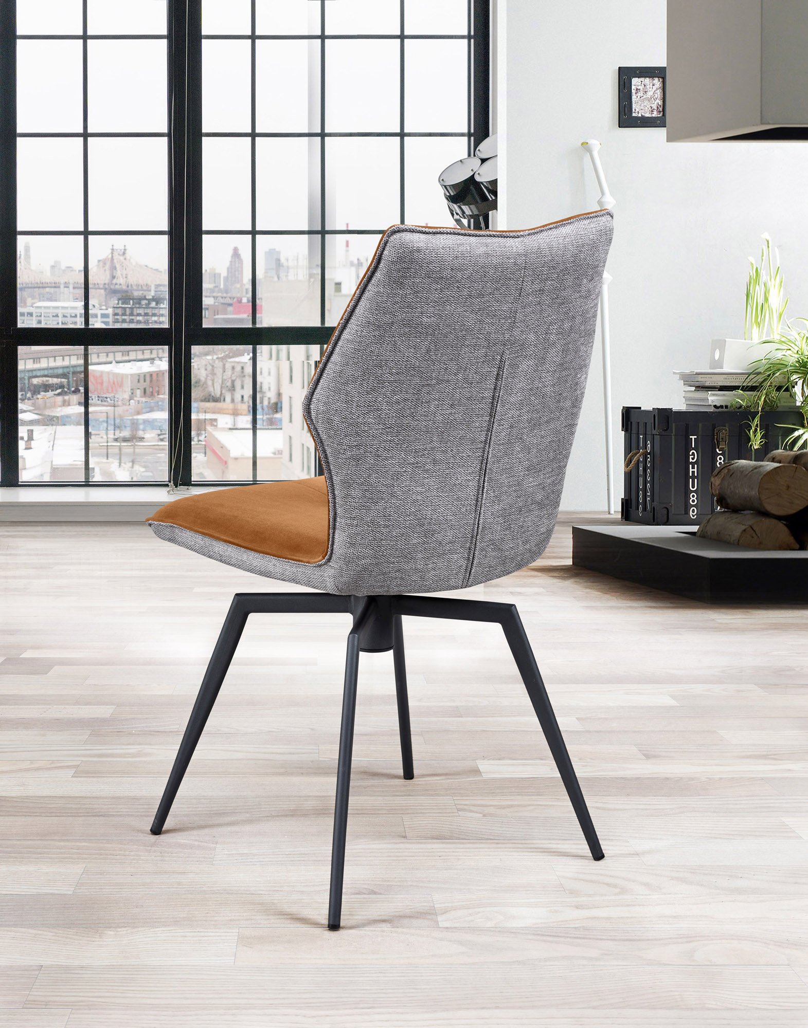 Chaise pivotante velours terracotta et tissu moderne PALOMA