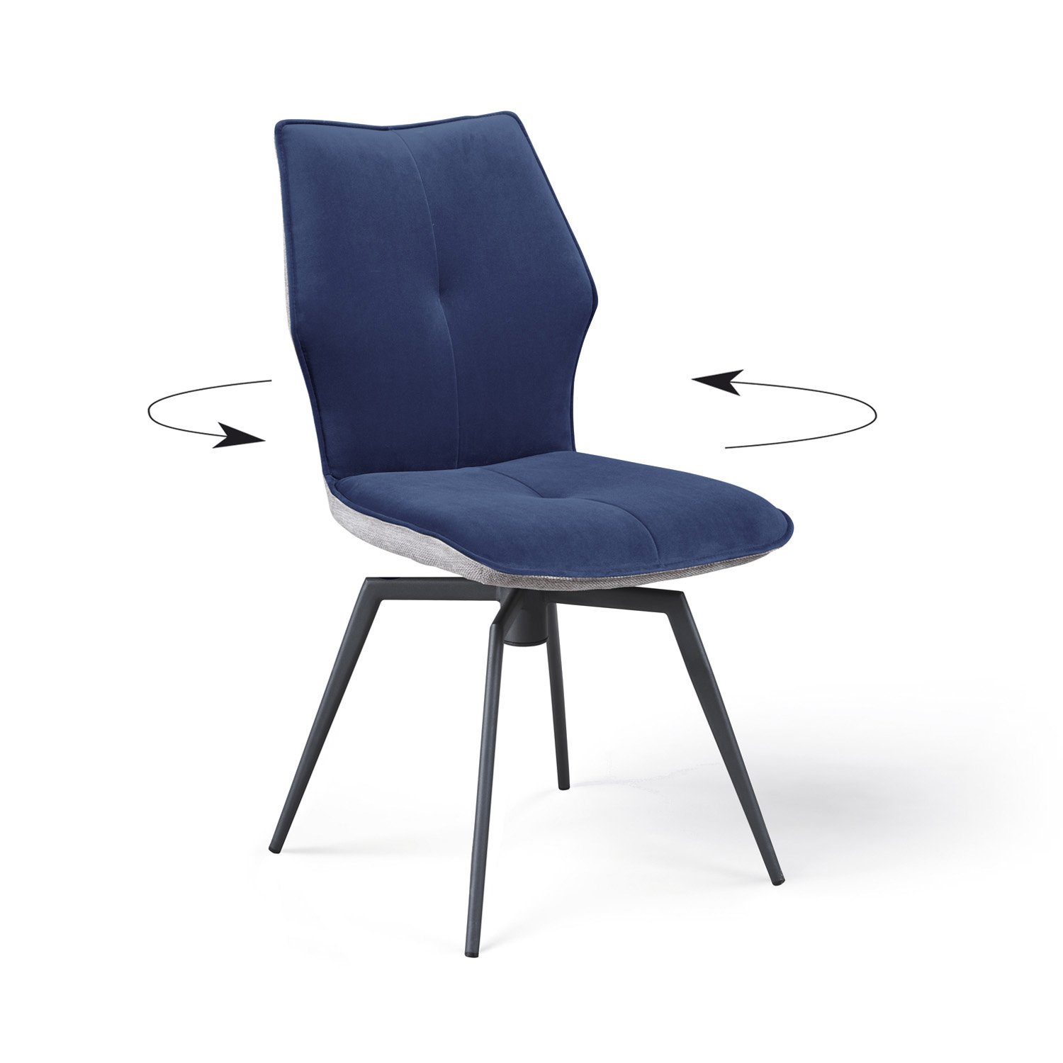 Chaise pivotante velours bleu et tissu moderne PALOMA
