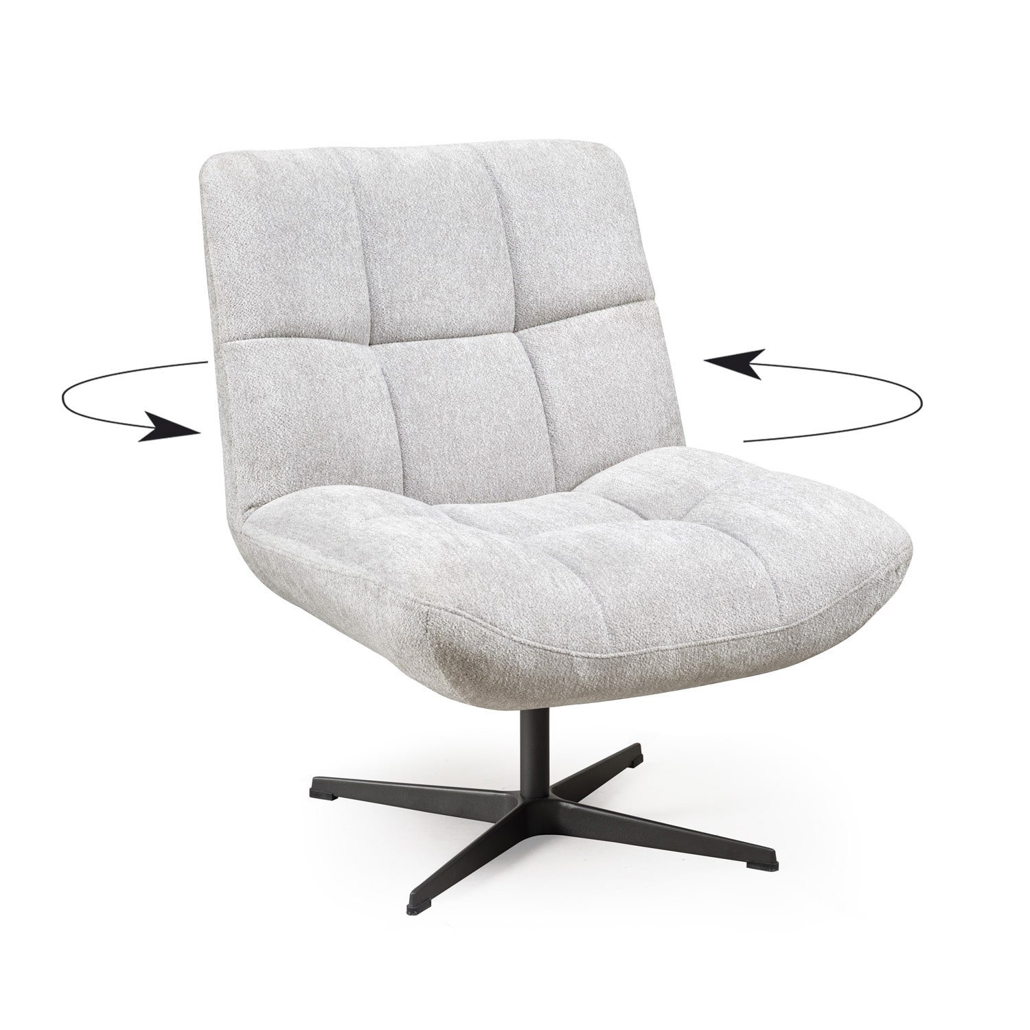 Fauteuil pivotant tissu blanc argent moderne CHARLES