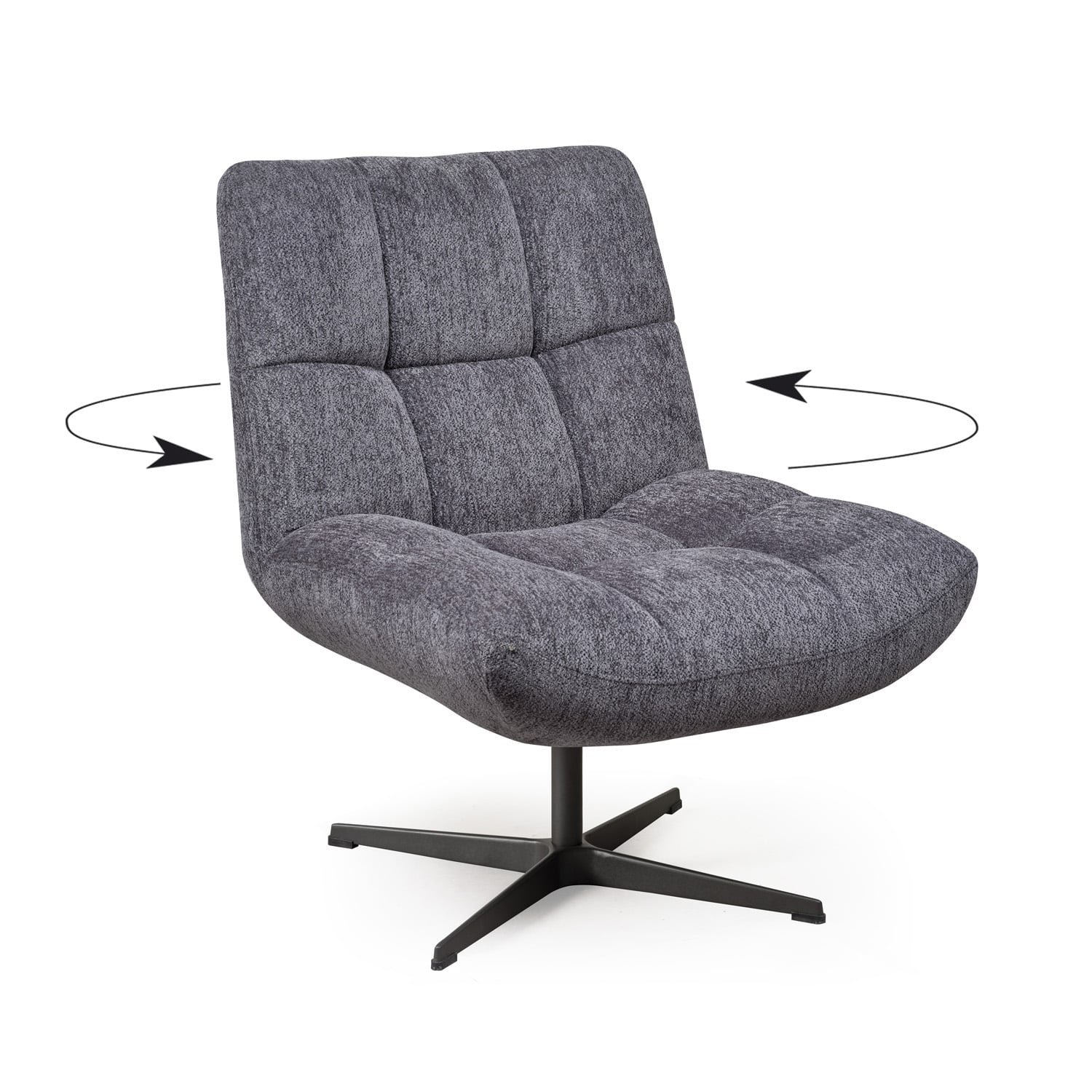 Fauteuil pivotant tissu gris anthracite moderne CHARLES