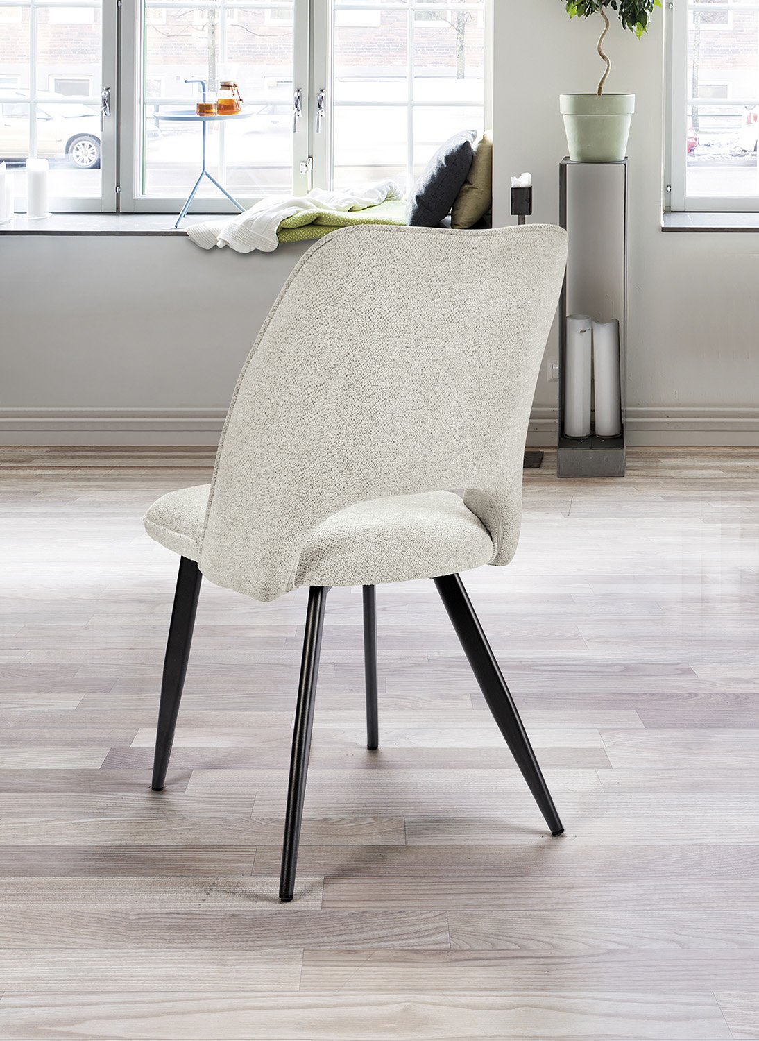Chaise beige tissu moderne ROXANE