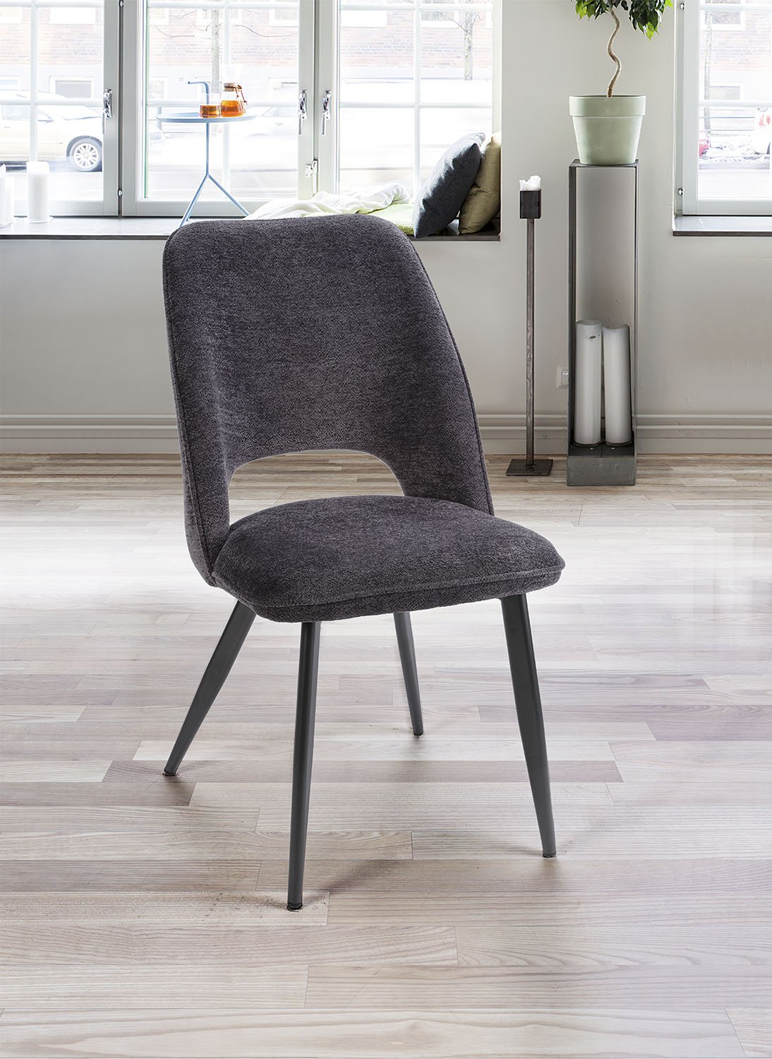 Chaise gris anthracite tissu moderne ROXANE
