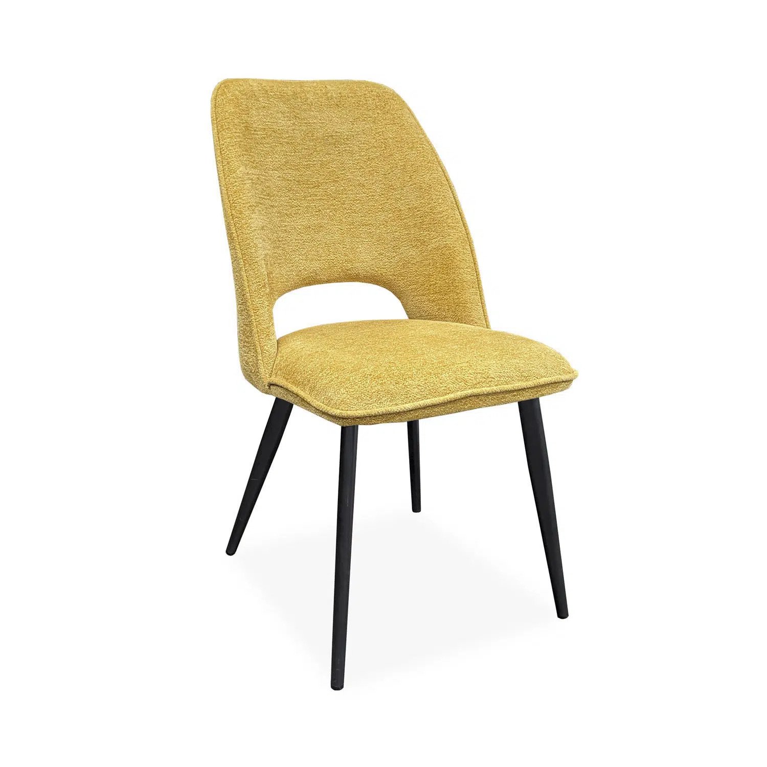 Chaise jaune safran tissu moderne ROXANE