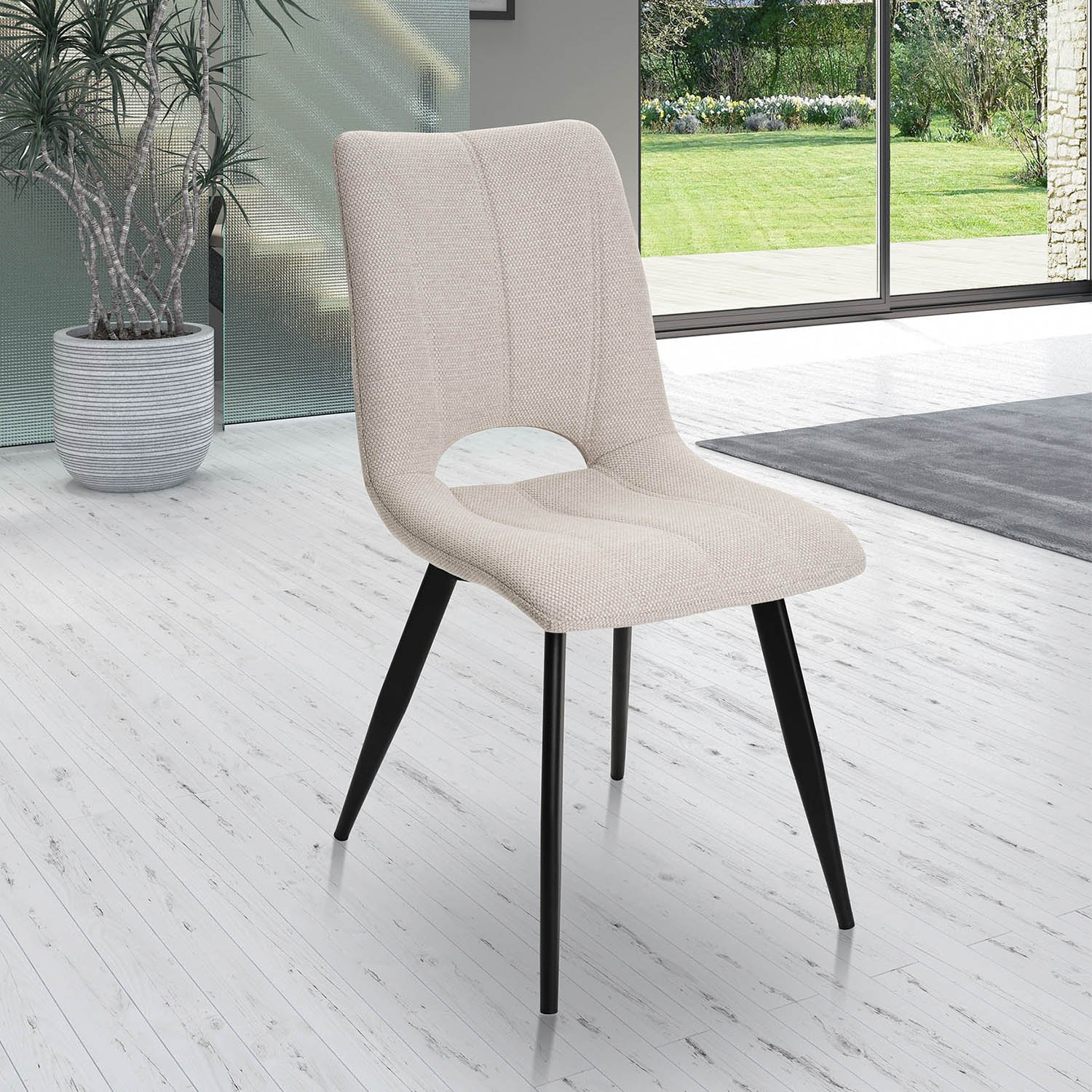 Chaise tissu beige moderne SYLVIE