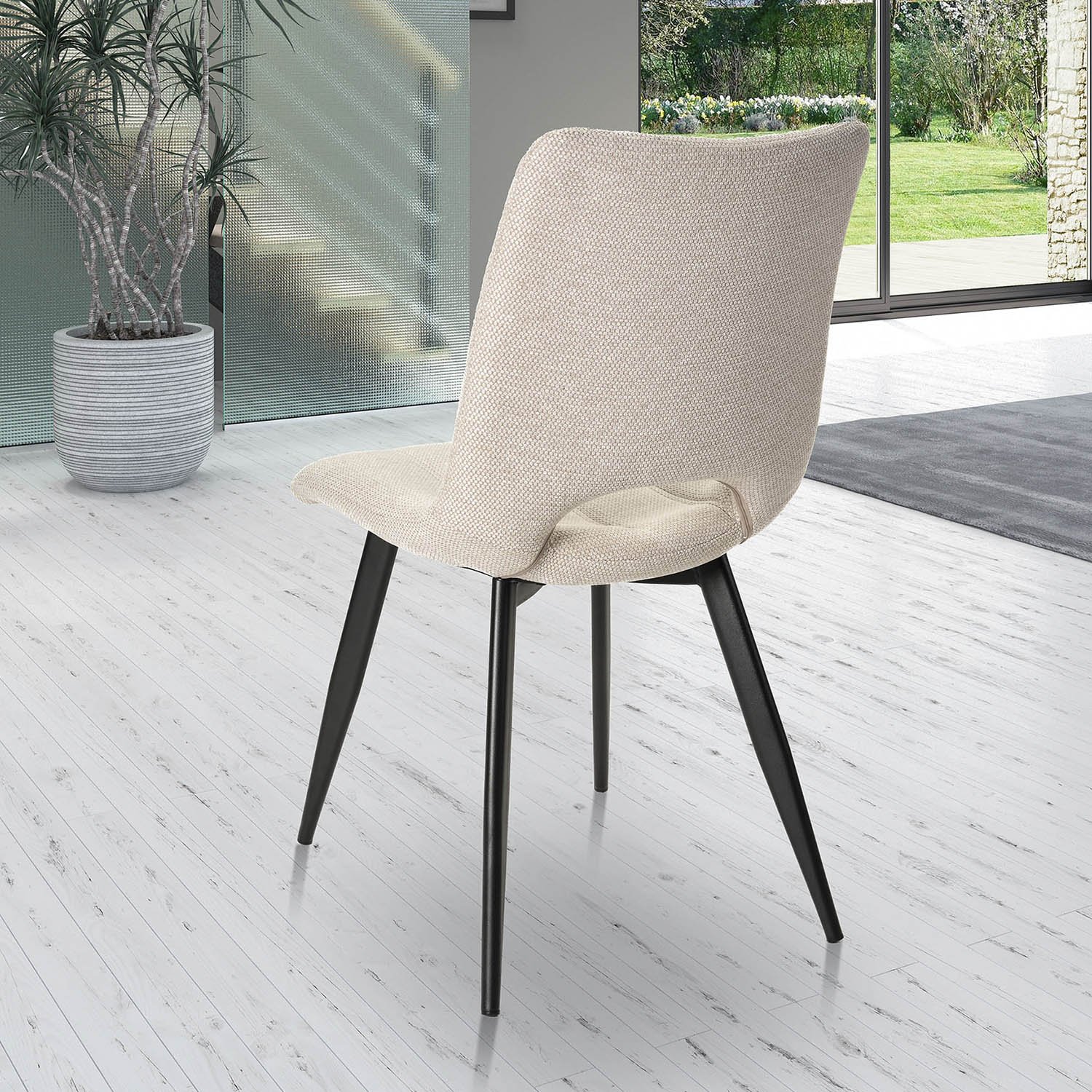 Chaise tissu beige moderne SYLVIE