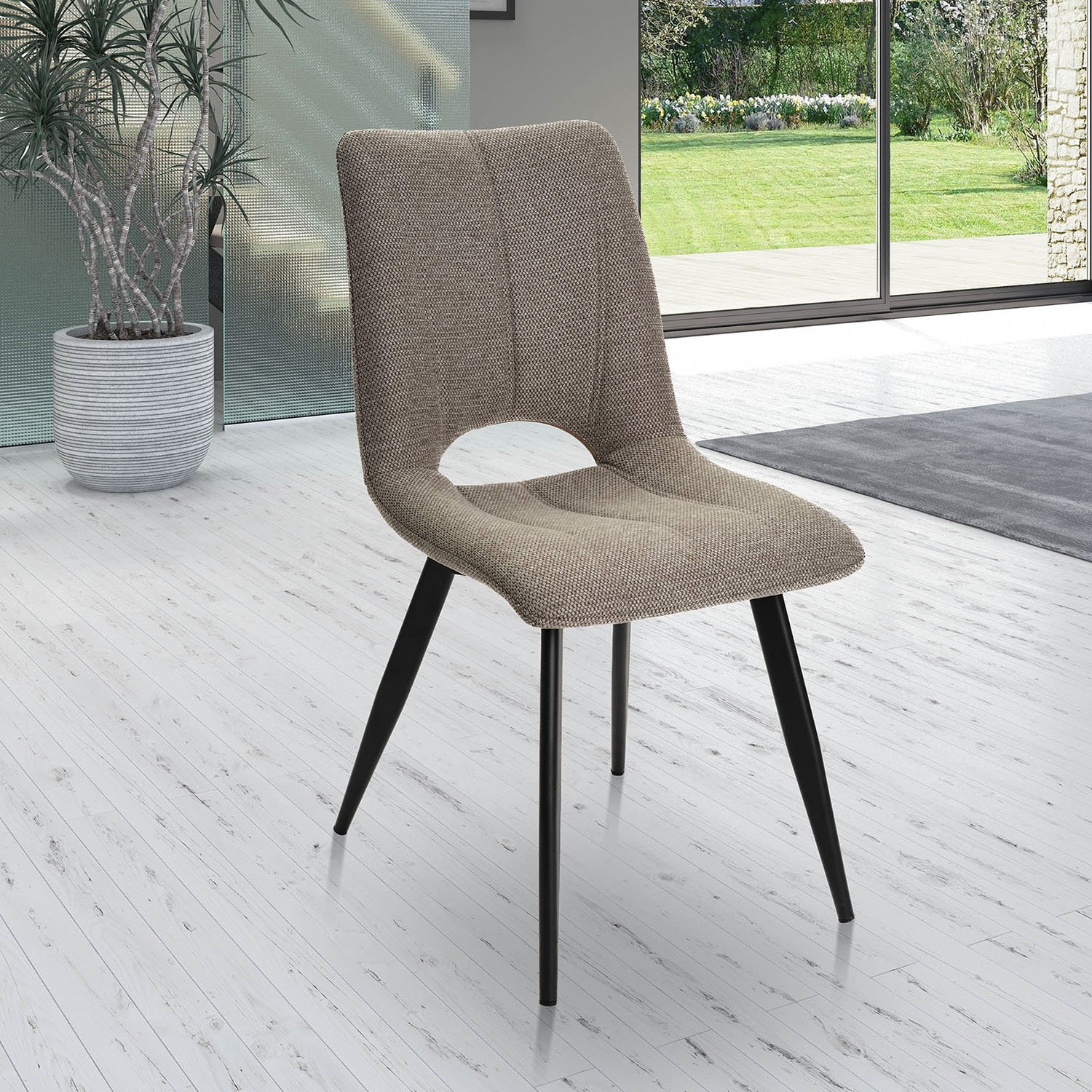 Chaise tissu taupe moderne SYLVIE