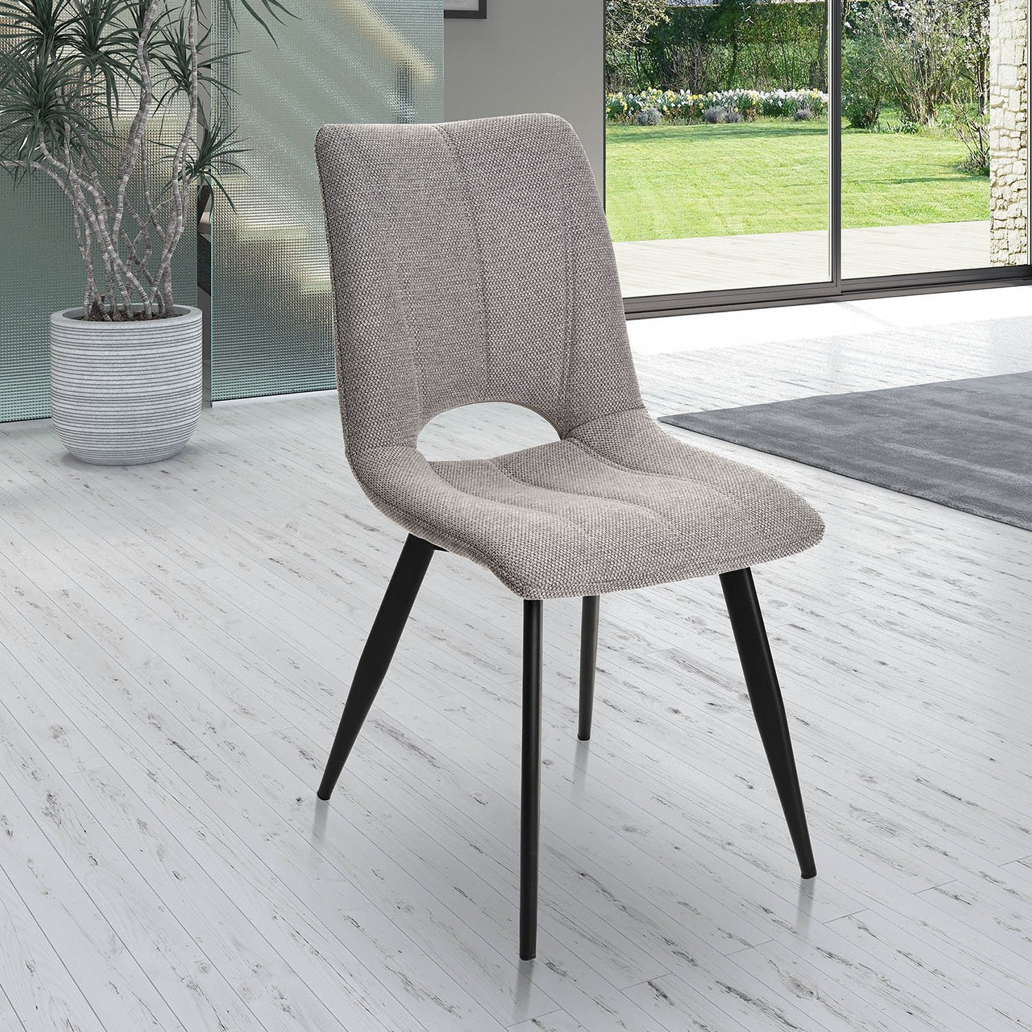 Chaise tissu gris clair moderne SYLVIE