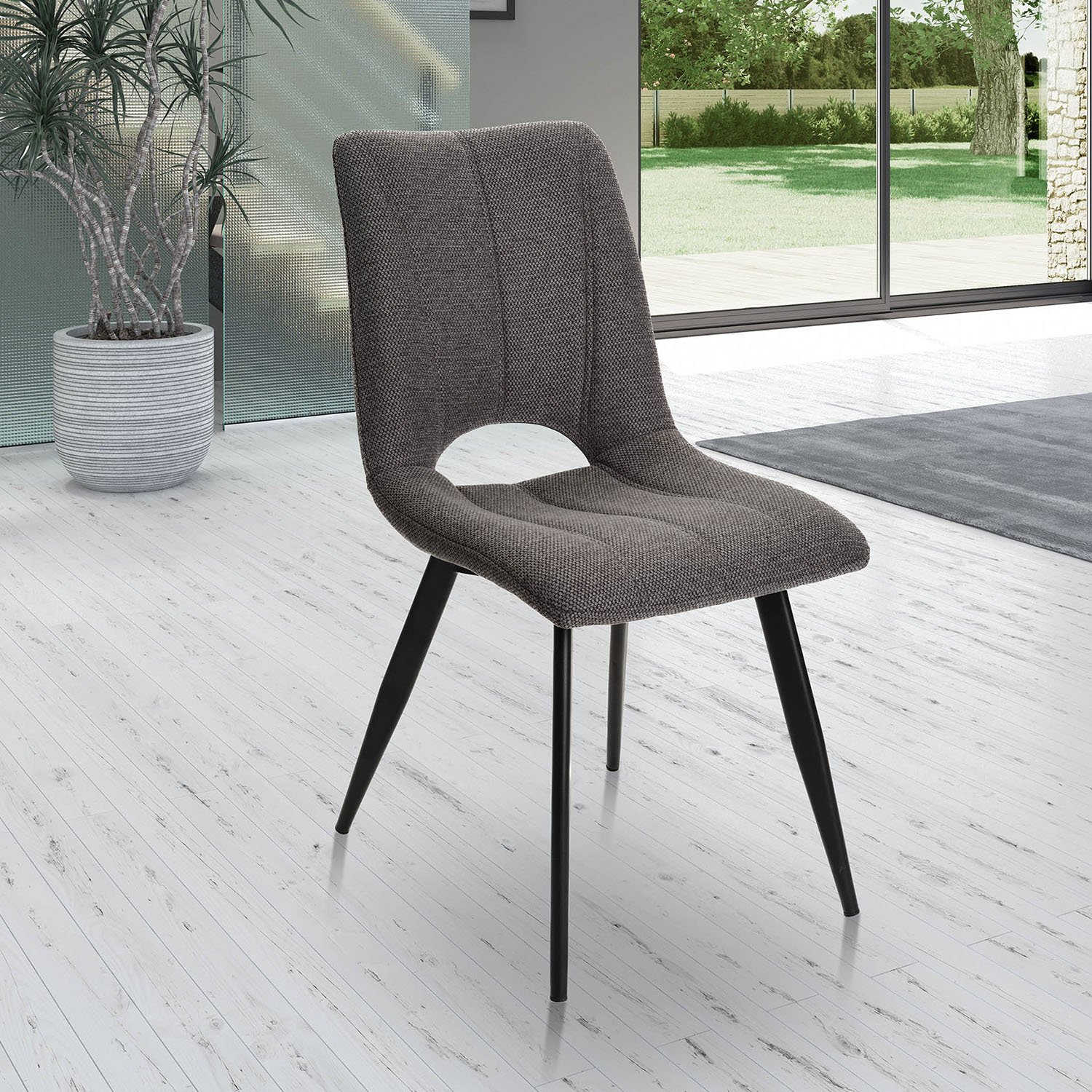 Chaise tissu gris foncé moderne SYLVIE