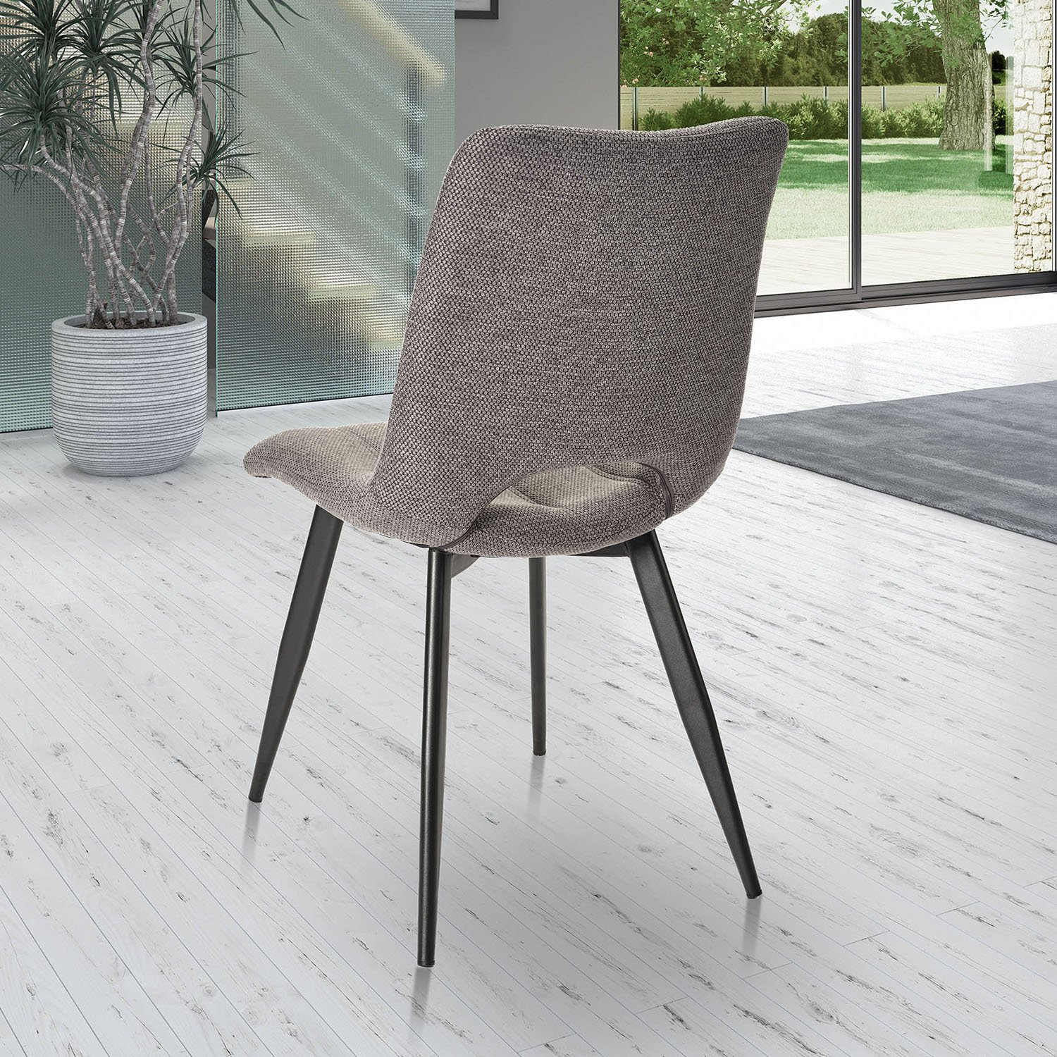 Chaise tissu gris foncé moderne SYLVIE