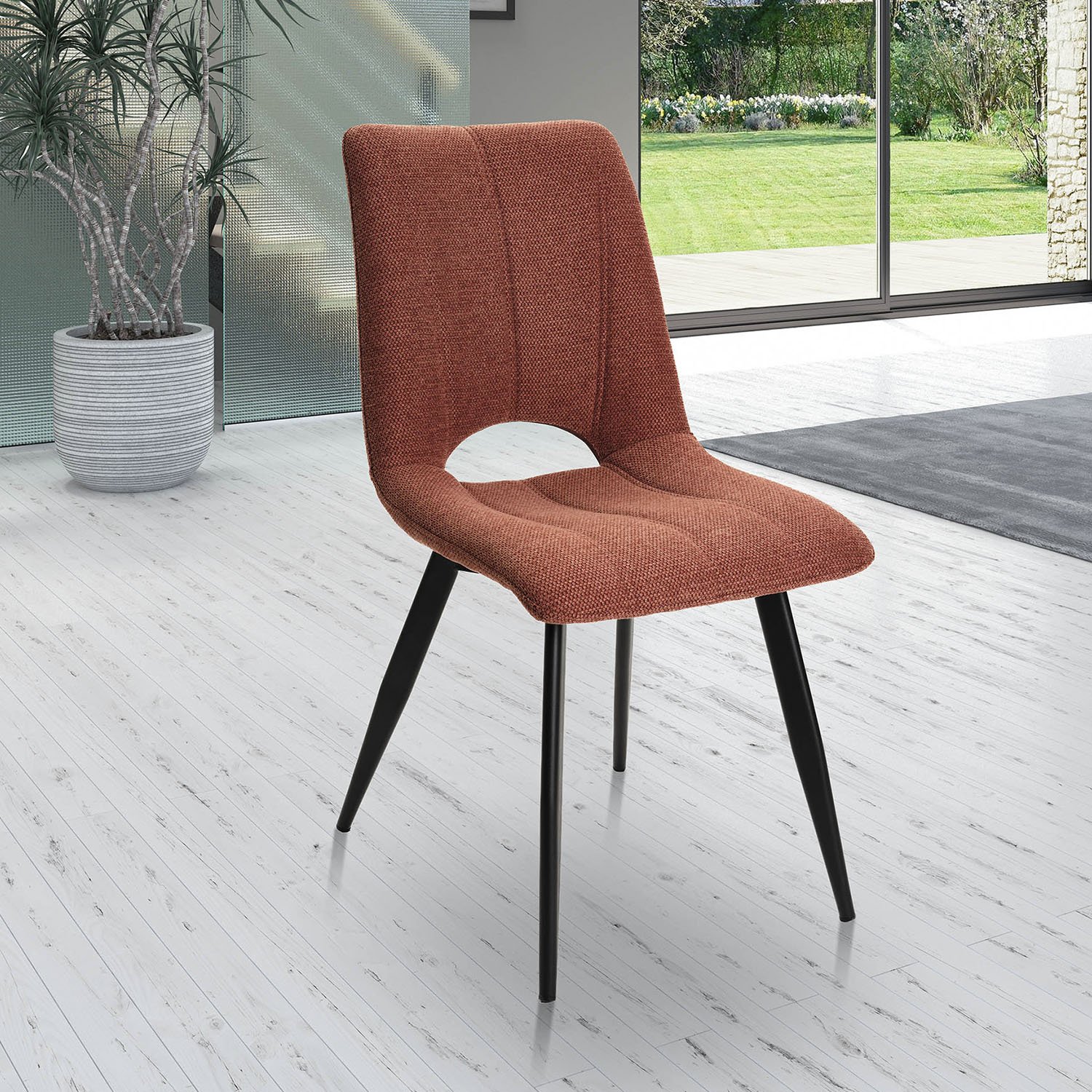 Chaise tissu terracotta moderne SYLVIE