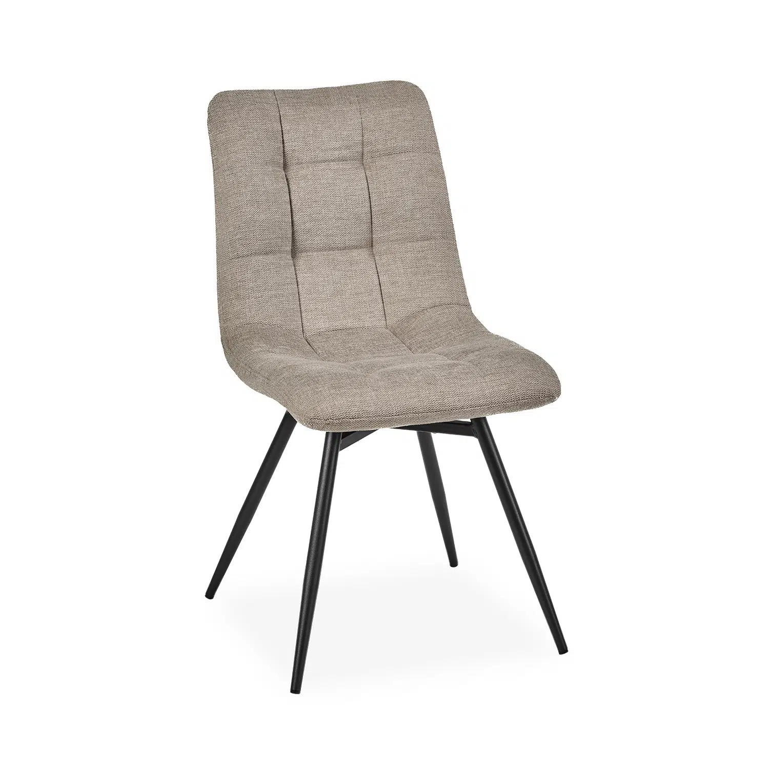 Chaise capitonnée tissu beige moderne ANGELA
