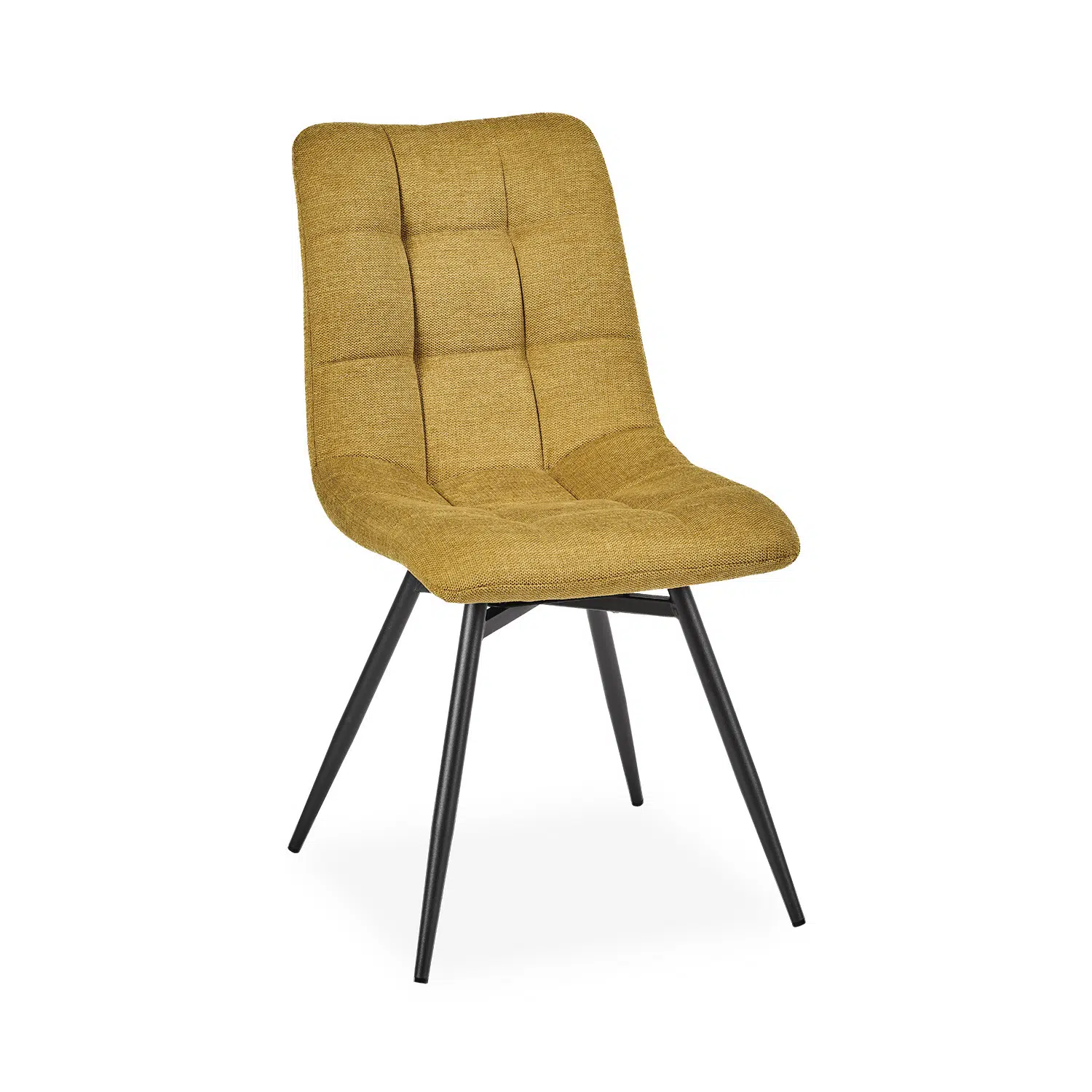 Chaise capitonnée tissu jaune moderne ANGELA