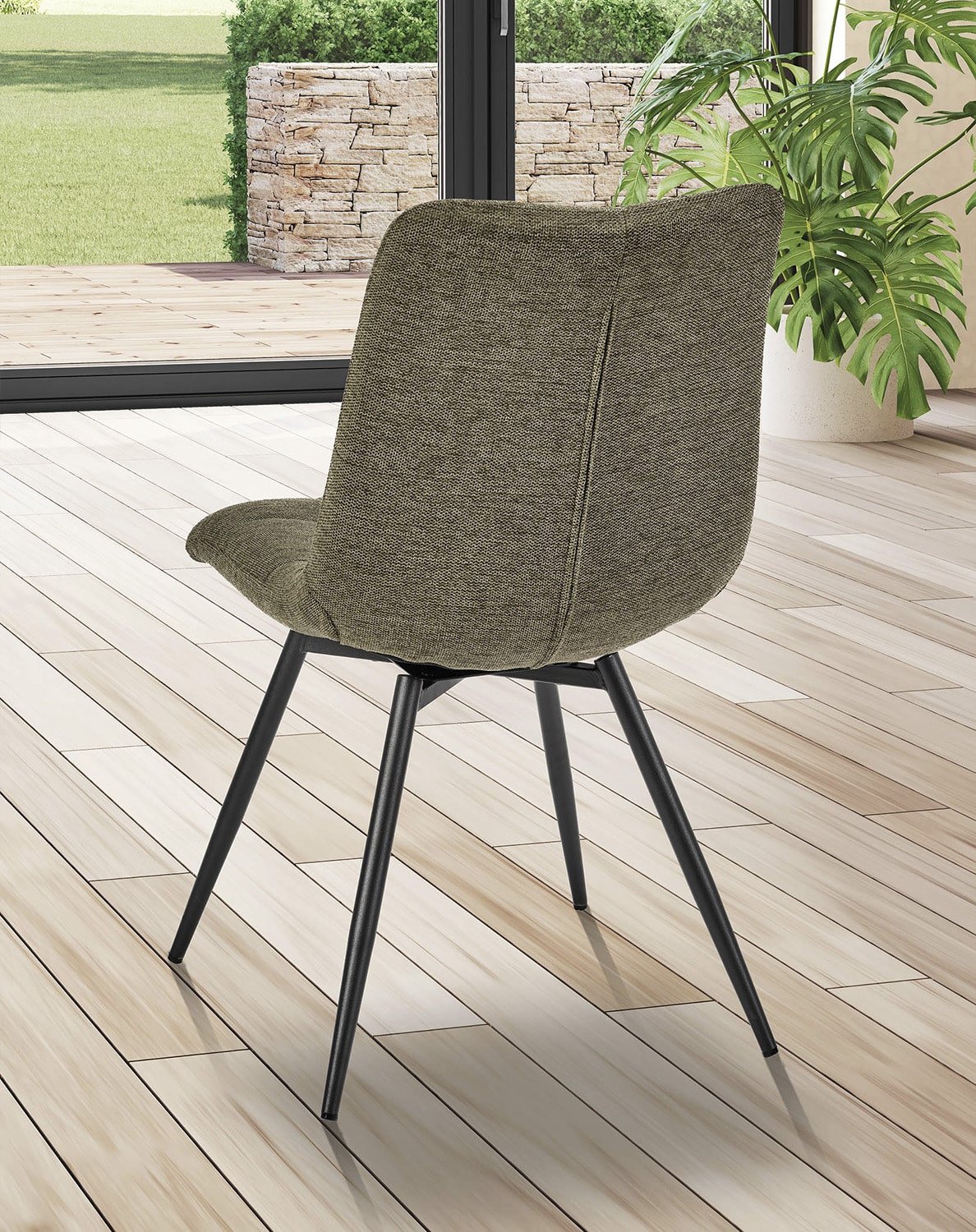 Chaise capitonnée tissu verte moderne ANGELA
