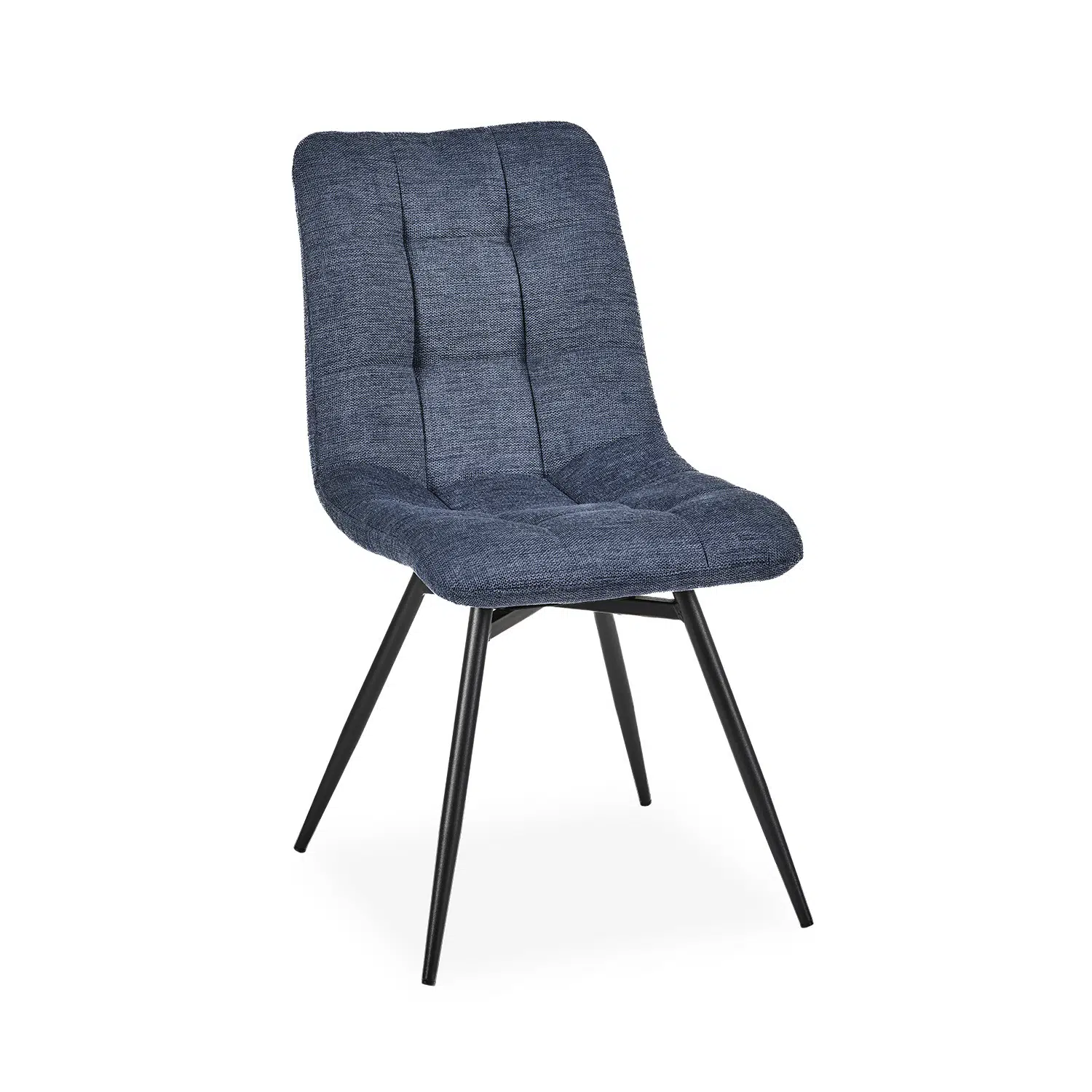 Chaise capitonnée tissu bleu moderne ANGELA