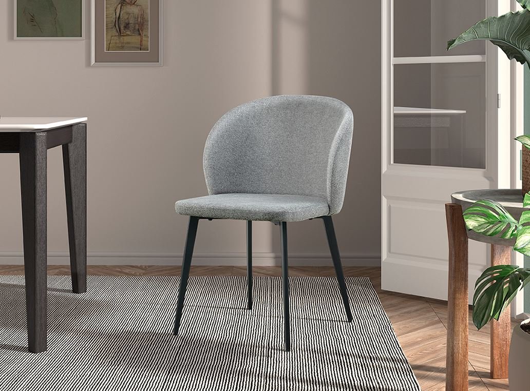 Lot de 2 Chaises design tissu gris MANEL