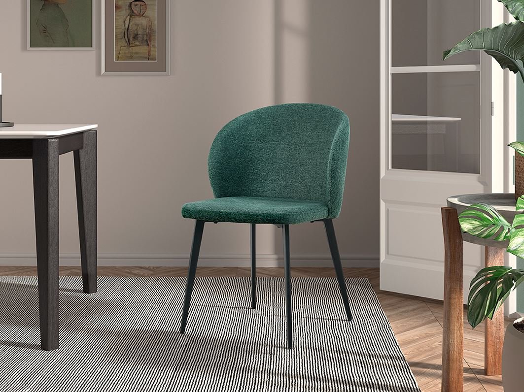 Lot de 2 chaises design tissu vert MANEL