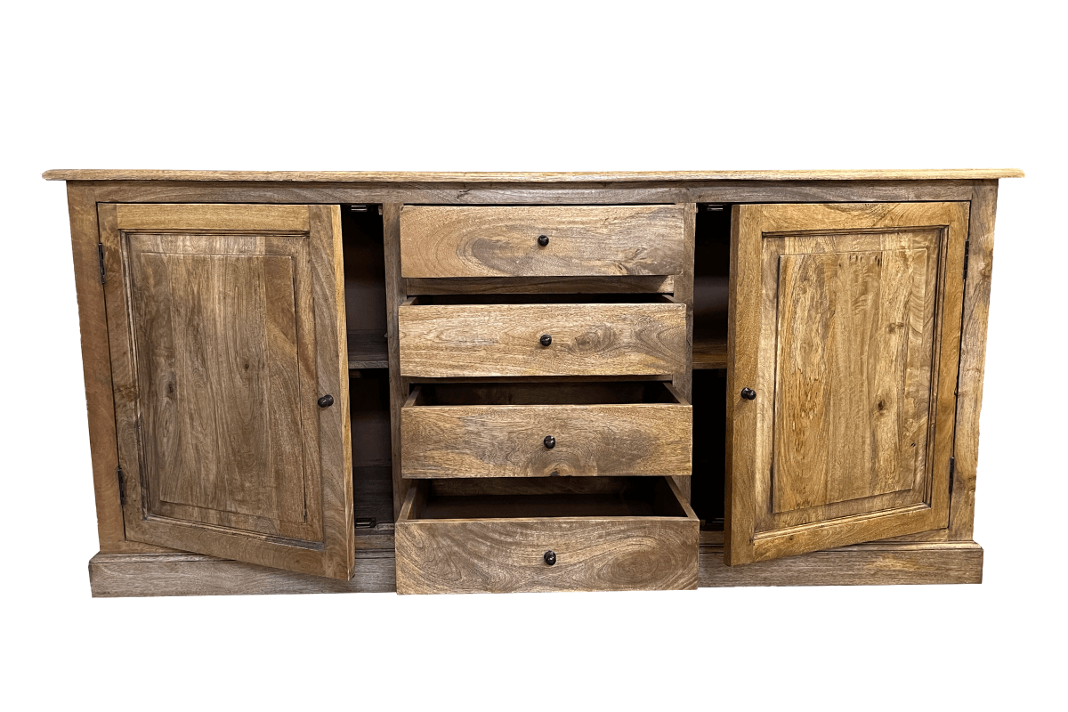 Buffet bois massif 4 tiroirs et 2 portes 190cm VICTOIRE