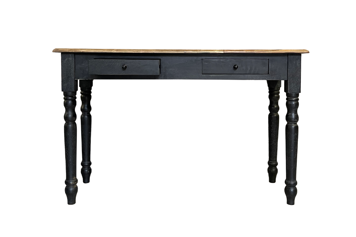Console noire en bois massif 2 tiroirs 120cm LOUISE