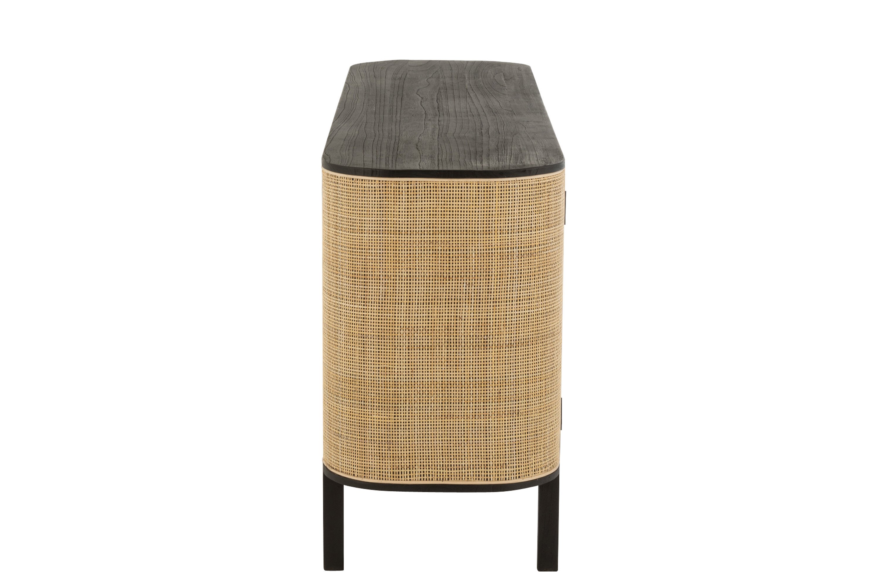 Buffet exotique 3 portes en bois noir et rotin SAVANA