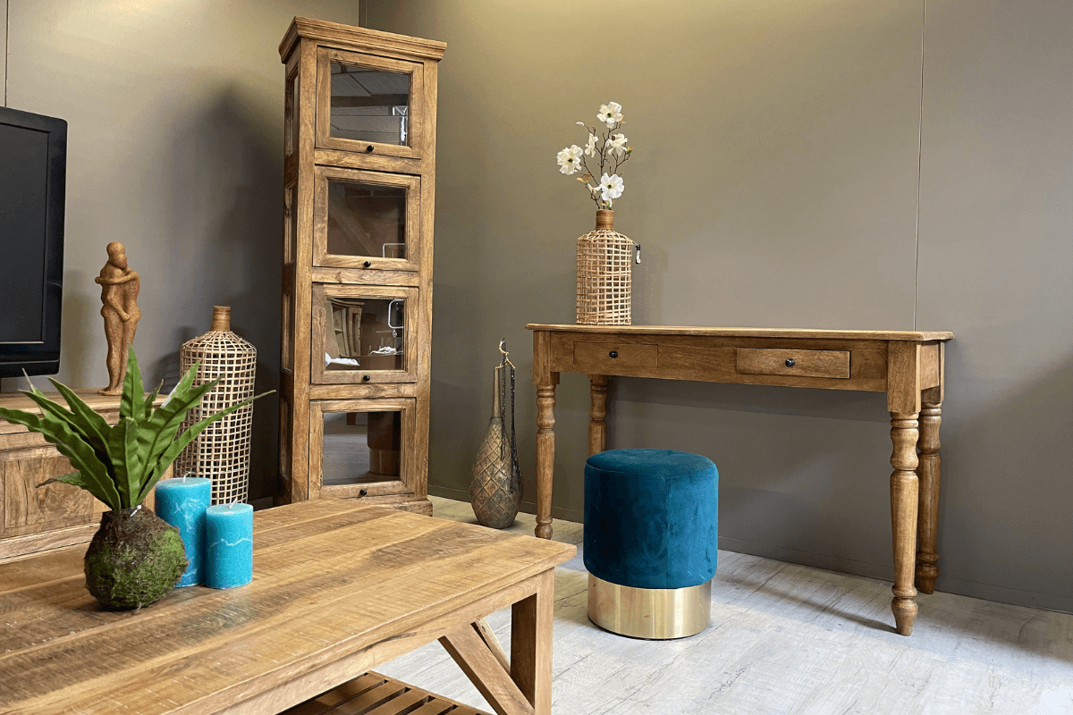 Console bois massif 2 tiroirs 120cm VICTOIRE