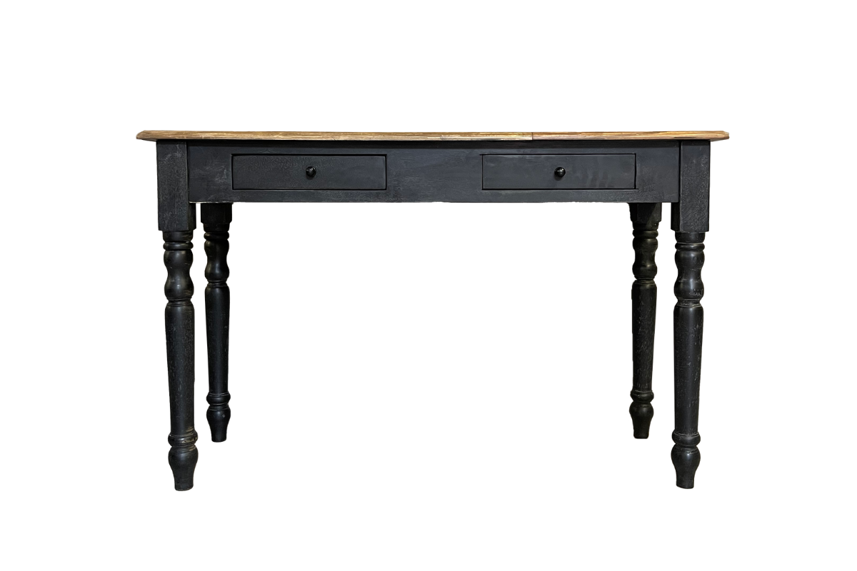 Console noire en bois massif 2 tiroirs 120cm LOUISE