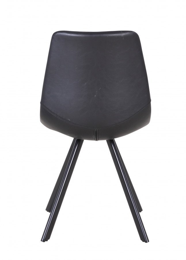 Lot de 2 chaises industrielles noires avec surpiqûres VINTAGE