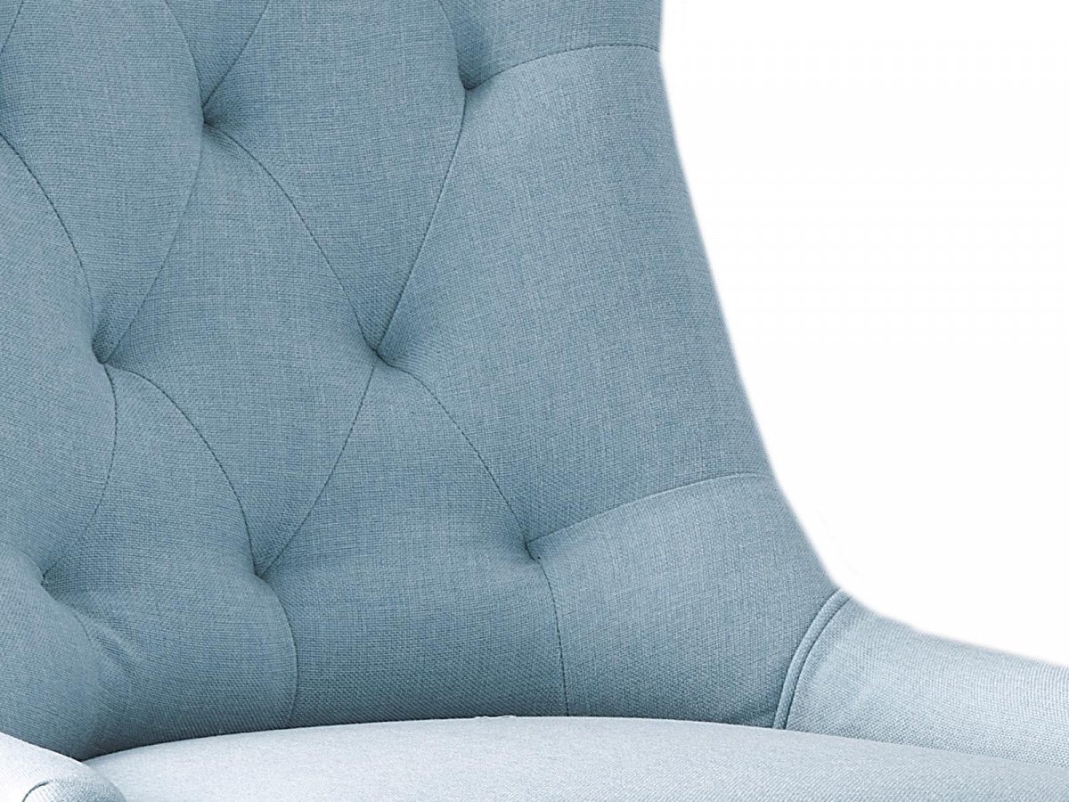 Chaise capitonnée tissu bleu style charme CONSTANCE
