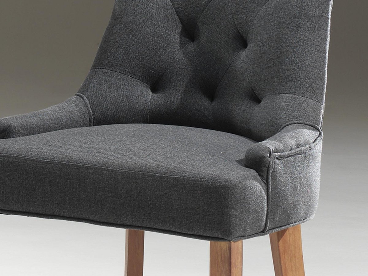 Lot de 2 chaises capitonnées tissu gris CONSTANCE