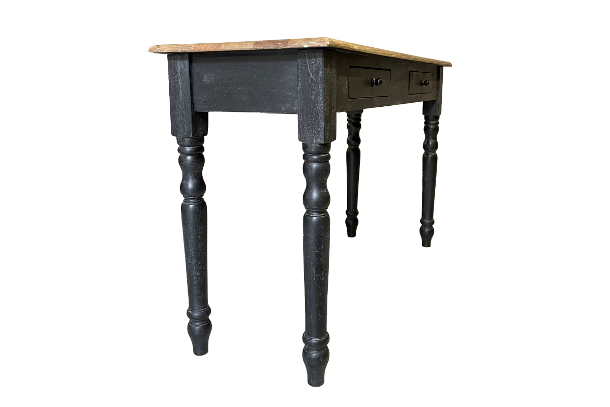 Console noire en bois massif 2 tiroirs 120cm LOUISE