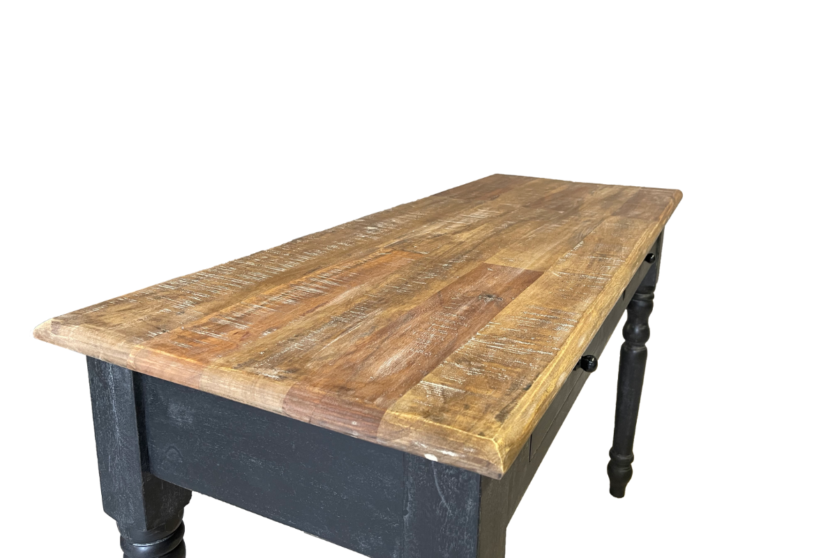 Console noire en bois massif 2 tiroirs 120cm LOUISE