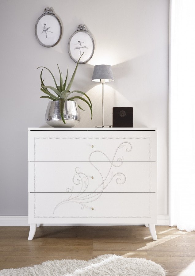 Commode blanc laqué moderne QUEEN