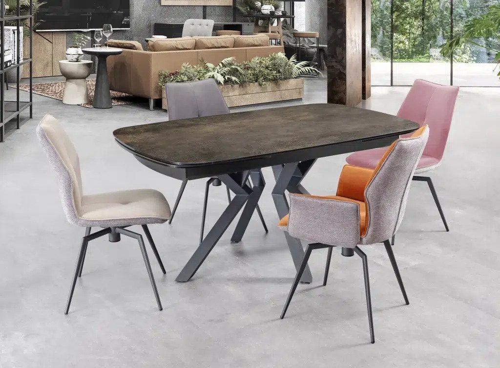 Table extensible forme tonneau coloris fer rouillé ANEMONE