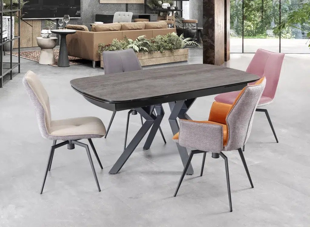 Table extensible céramique forme tonneau grise ANEMONE