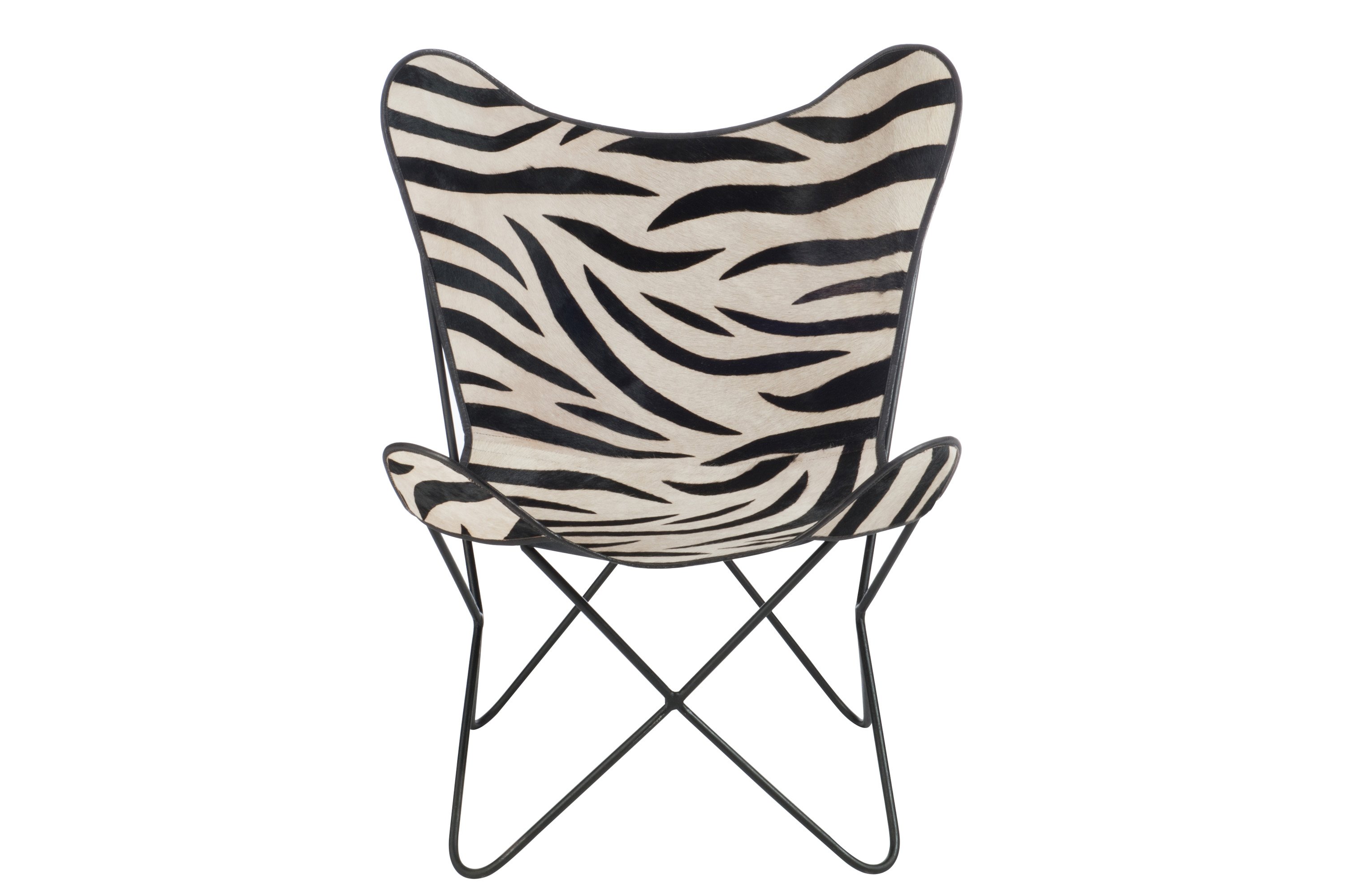 Fauteuil papillon en cuir noir et blanc ZEBRA