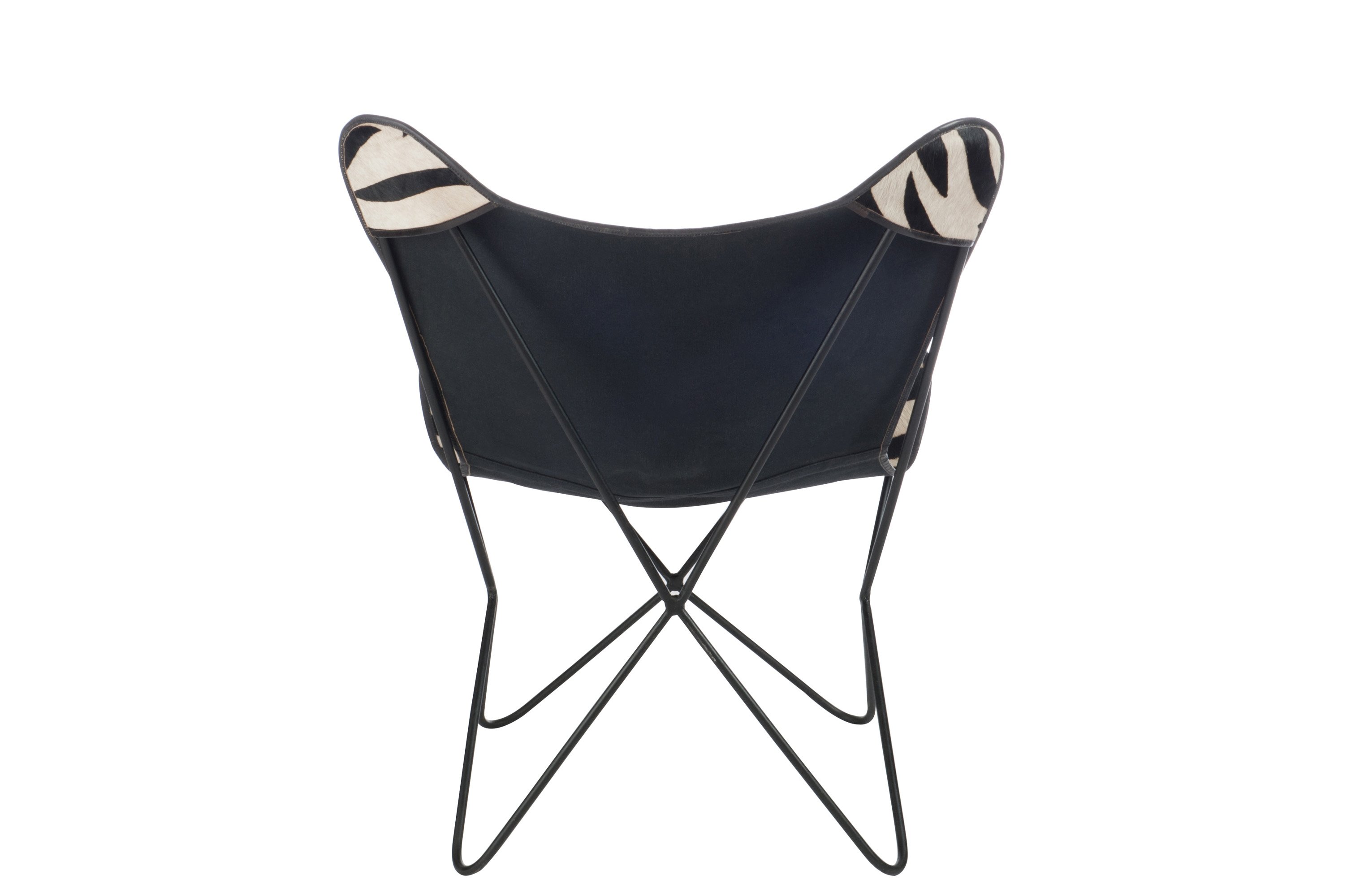 Fauteuil papillon en cuir noir et blanc ZEBRA