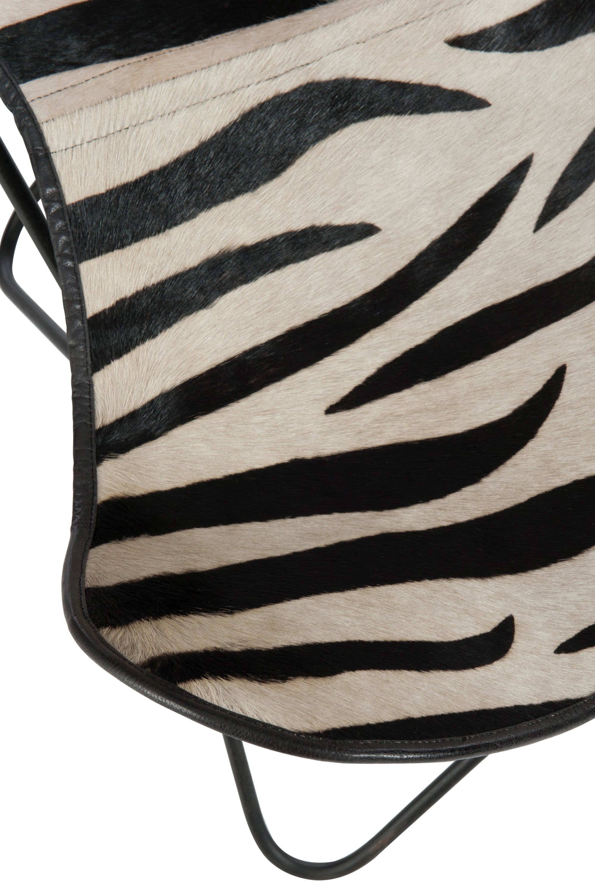 Fauteuil papillon en cuir noir et blanc ZEBRA