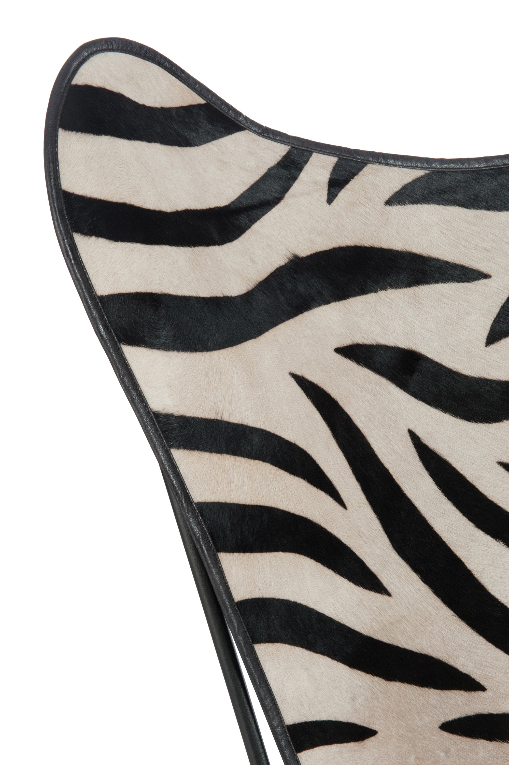 Fauteuil papillon en cuir noir et blanc ZEBRA