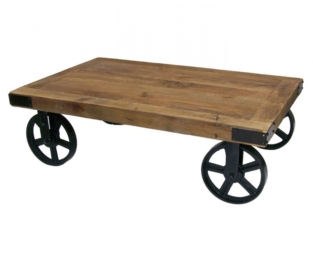 Table basse industrielle sur roulettes WHEEL