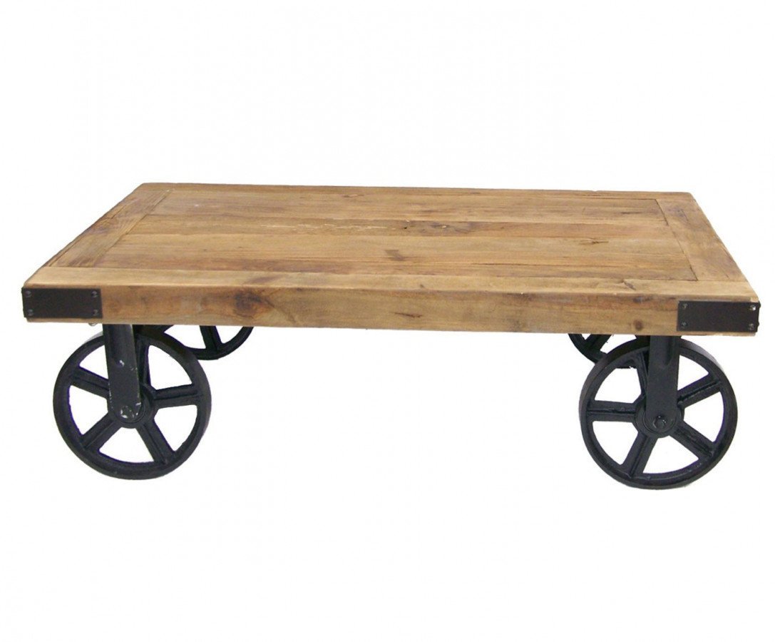 Table basse industrielle sur roulettes WHEEL