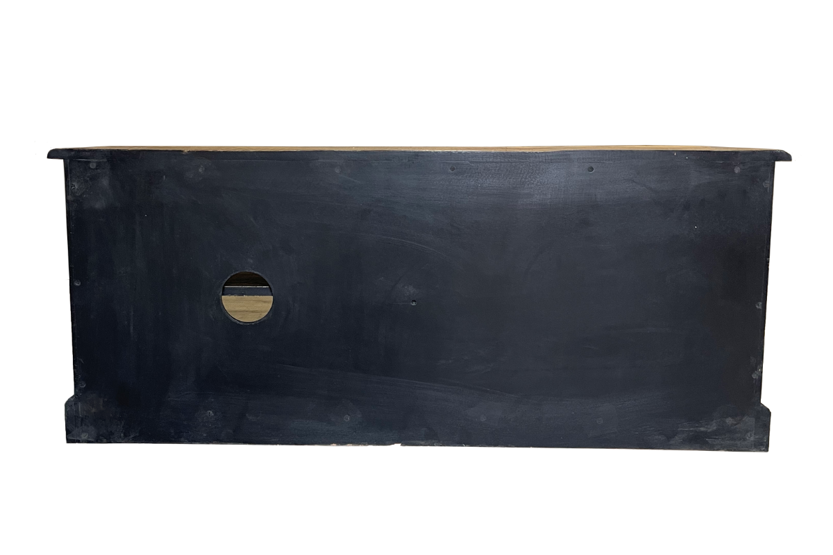 Petit meuble TV noir en bois massif 120cm LOUISE