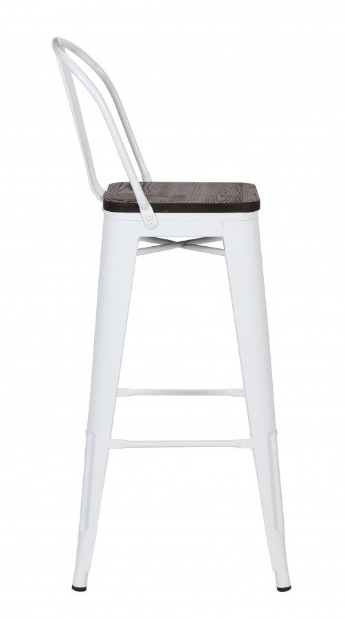 Chaise de bar industrielle métal blanc et bois HIPSTER
