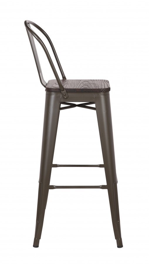 Chaise de bar industrielle métal marron et bois HIPSTER
