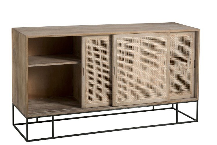 Buffet scandinave bois clair et cannage portes coulissantes GÜSS