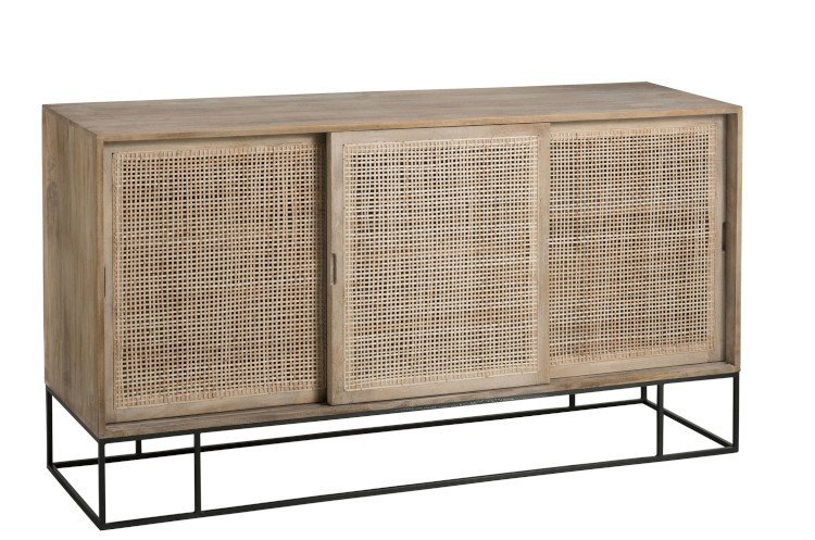 Buffet scandinave bois clair et cannage portes coulissantes GÜSS