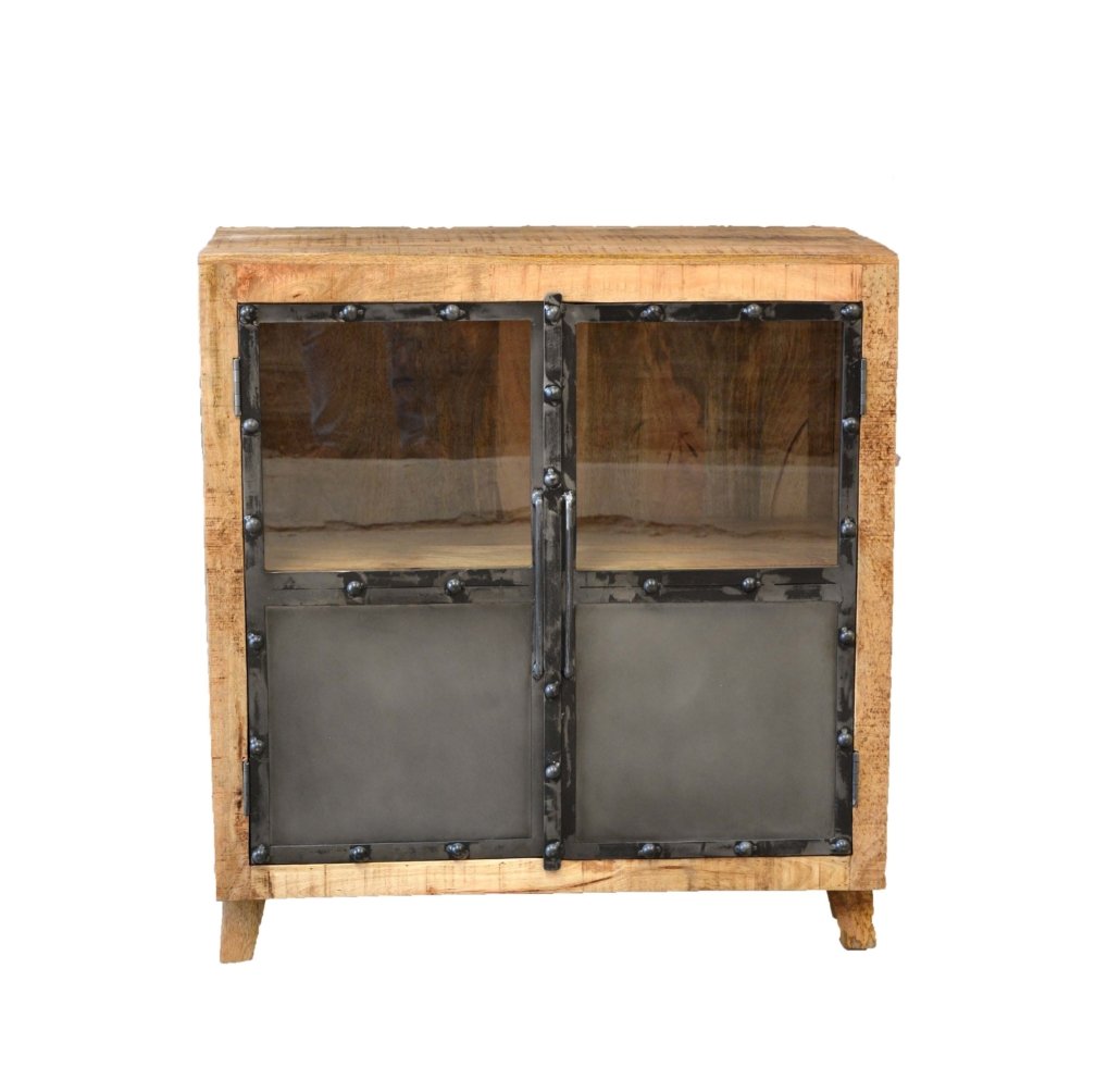 Buffet industriel 2 portes bois et métal 95cm LINCOLN