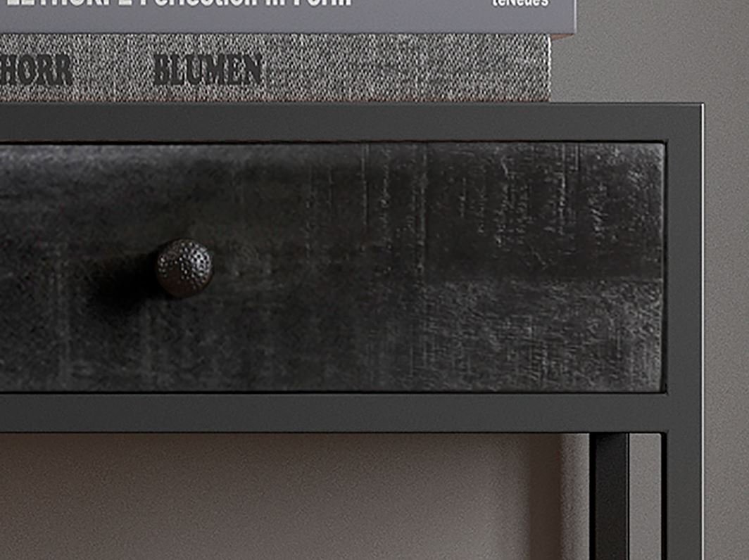 Console bois noir et métal style industriel 100cmJANA