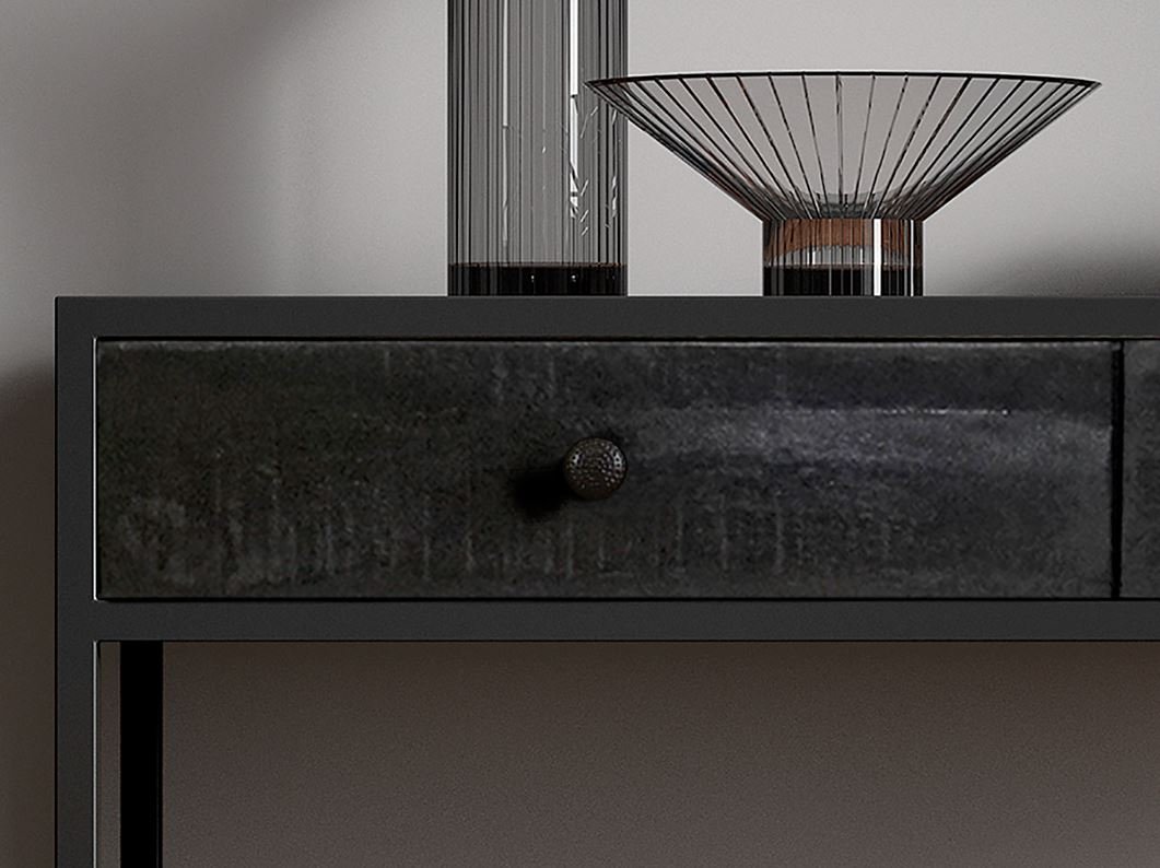 Console bois noir et métal style industriel 100cmJANA