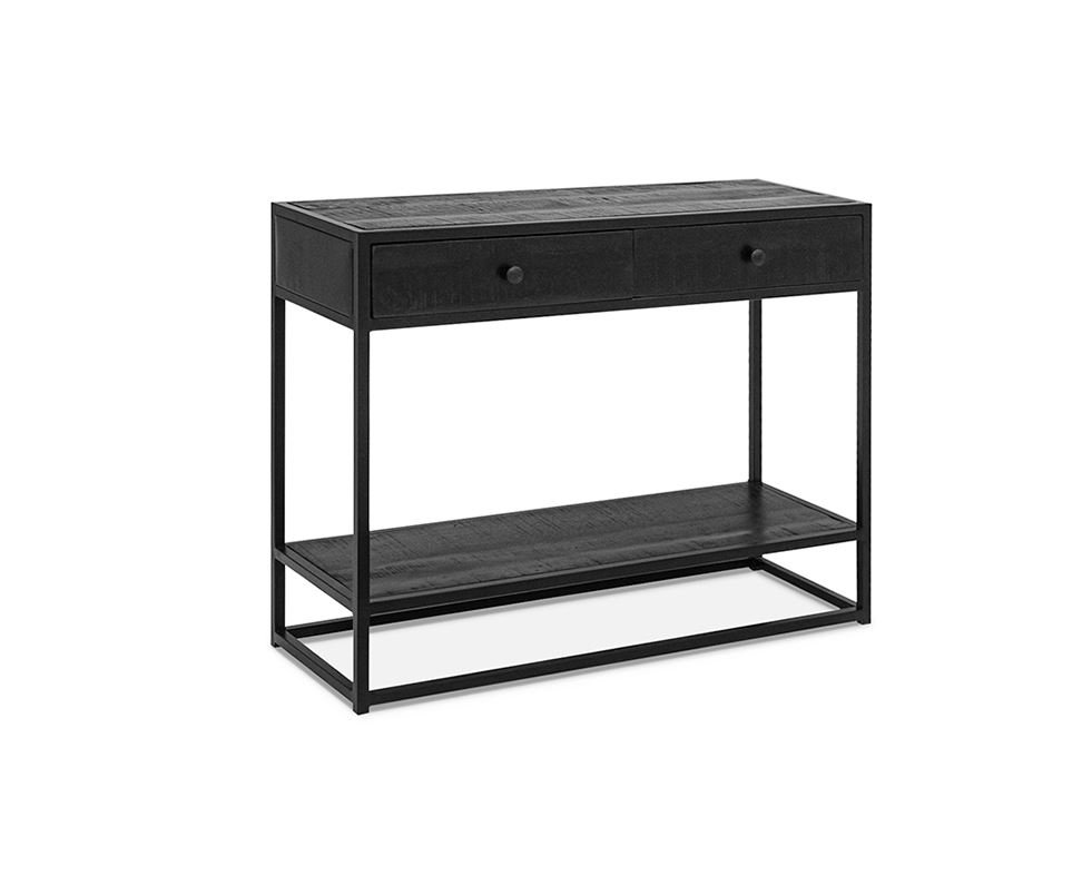 Console bois noir et métal style industriel 100cmJANA